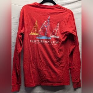 Southern Tide Red Long Sleeve Skipjack Graphic Tee - Size XS
